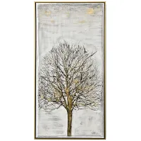 Black and Gold Tree Framed Canvas 25"W x 48"H
