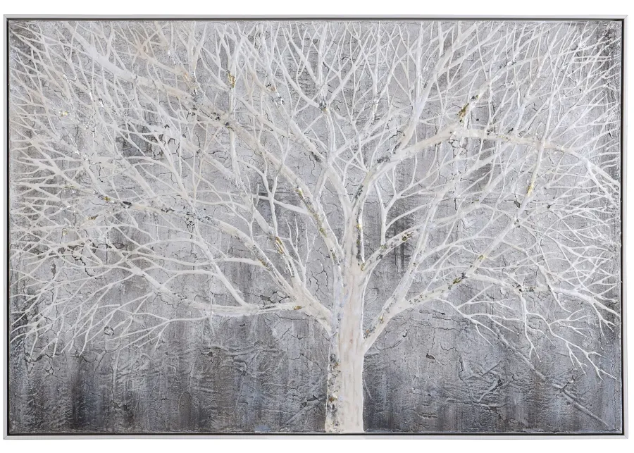 White Tree Framed Canvas 48"W x 32.5"H