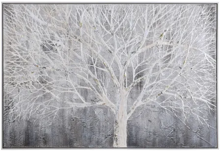 White Tree Framed Canvas 48"W x 32.5"H