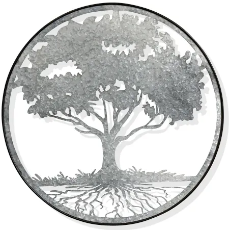 Silver Metal Tree Wall Décor 30" Round