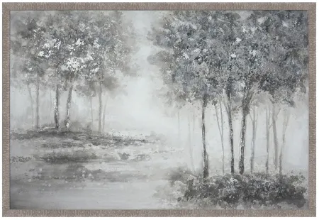 Silver and Cream Tree Canvas Art 47"W x 31.5"H