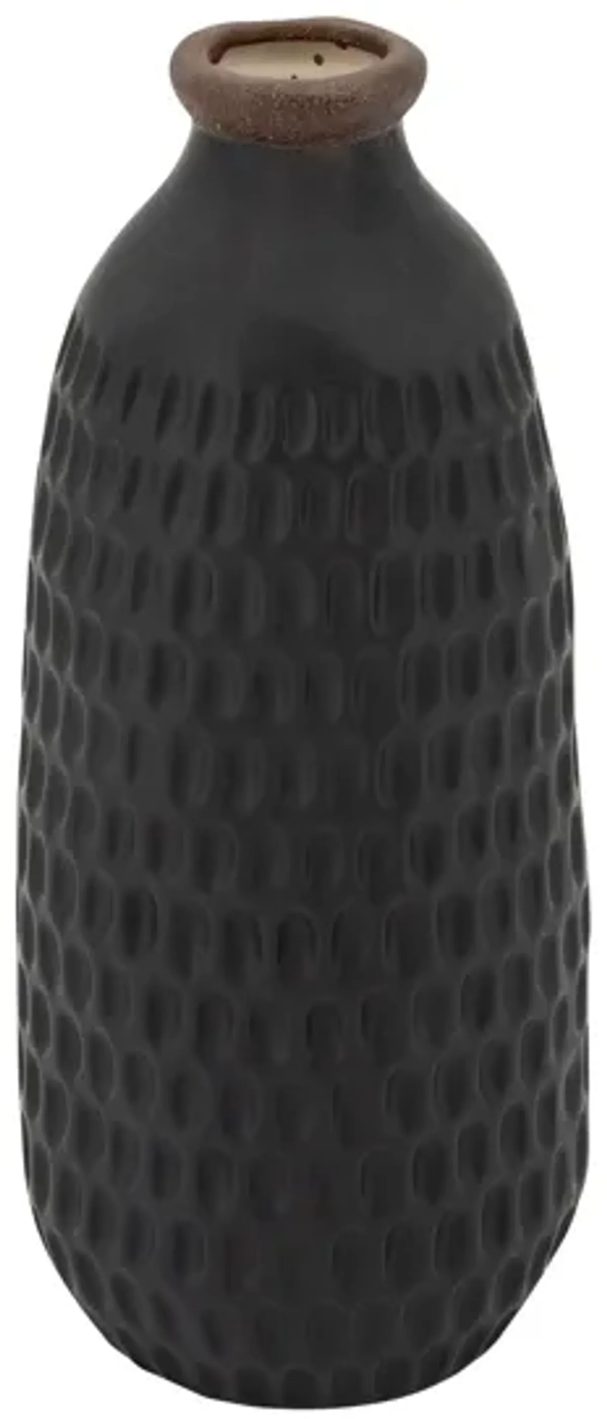 Large Black Dimpled Vase 5"W x 12"H
