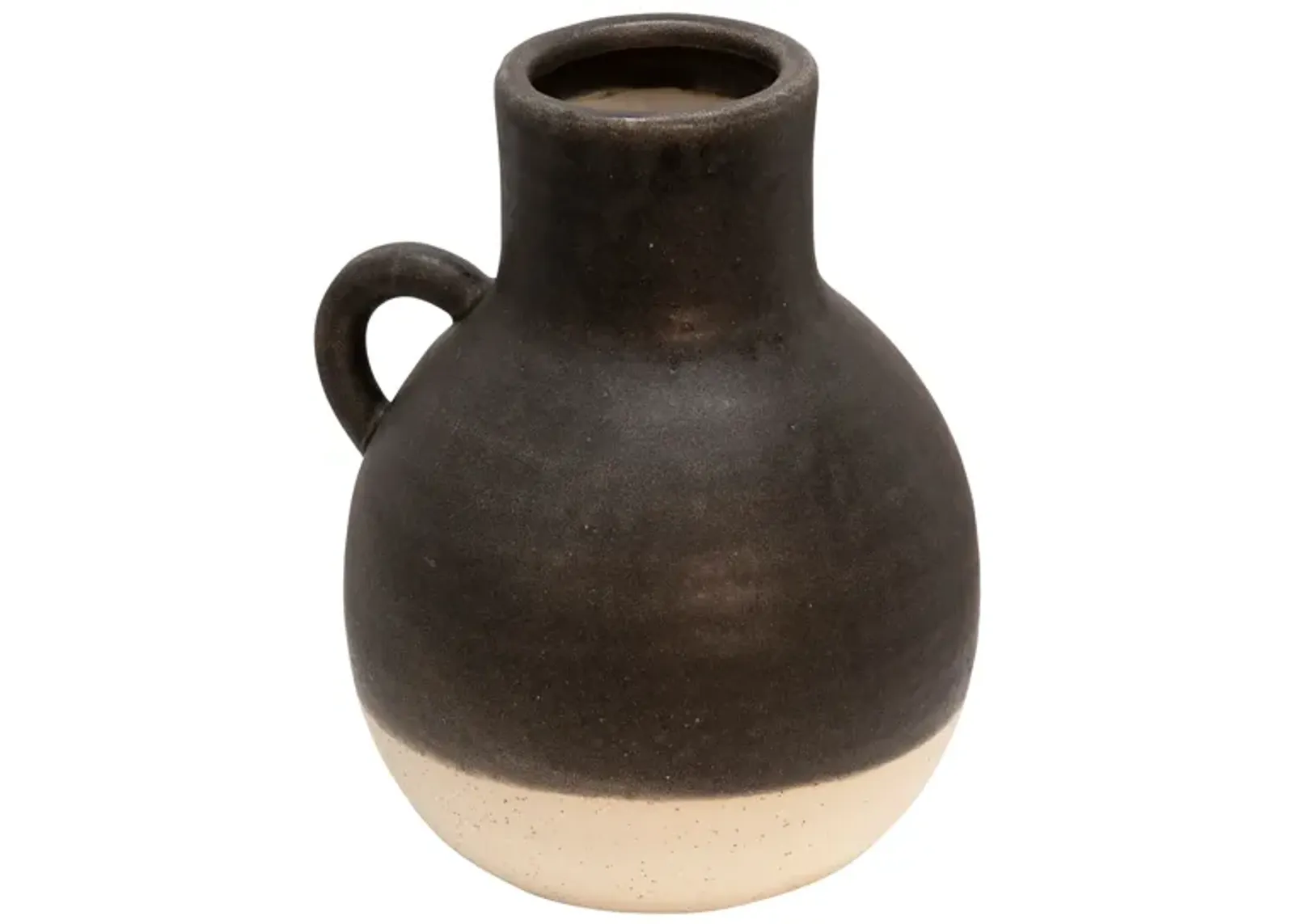 Small Black and Cream Ceramic Jug 7"W x 8.5"H