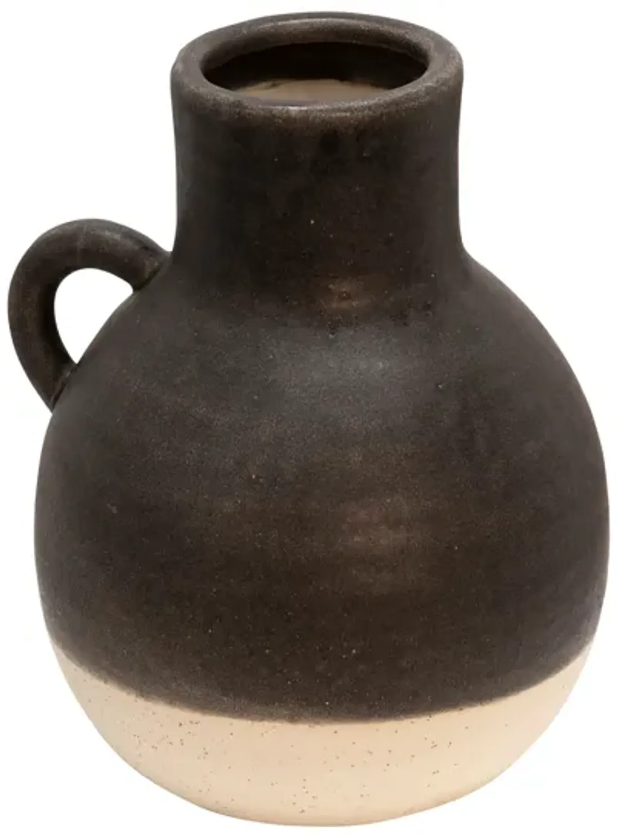 Small Black and Cream Ceramic Jug 7"W x 8.5"H