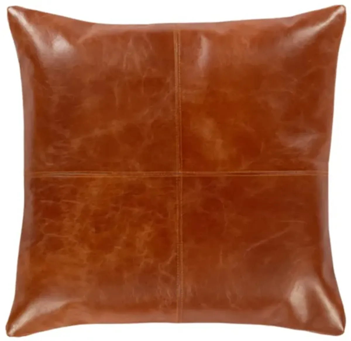 Camel Leather Pillow 18"W x 18"H