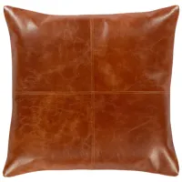 Camel Leather Pillow 18"W x 18"H