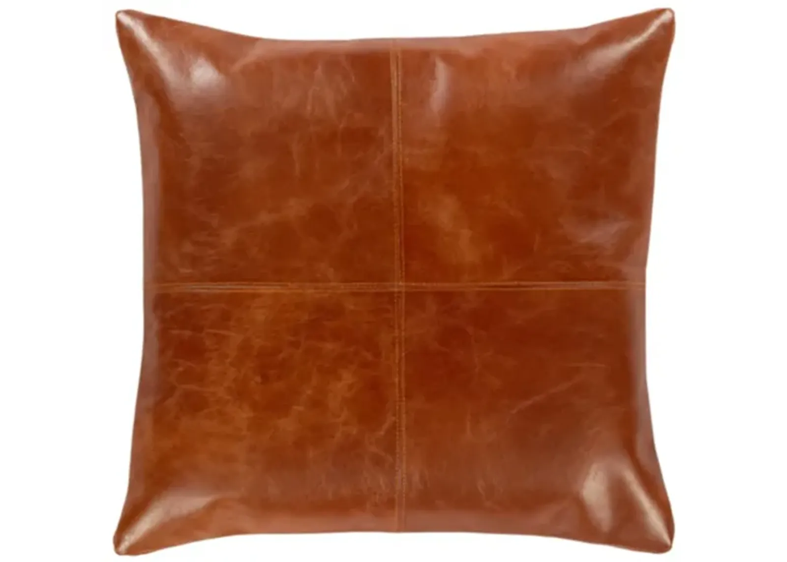 Camel Leather Pillow 18"W x 18"H