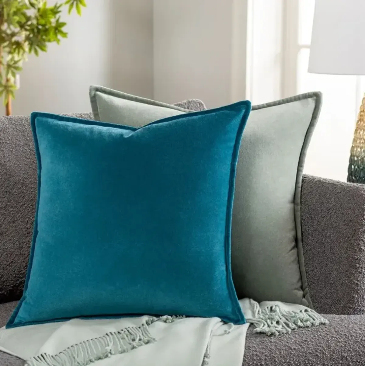 Teal Velvet Pillow 18"W x 18"H