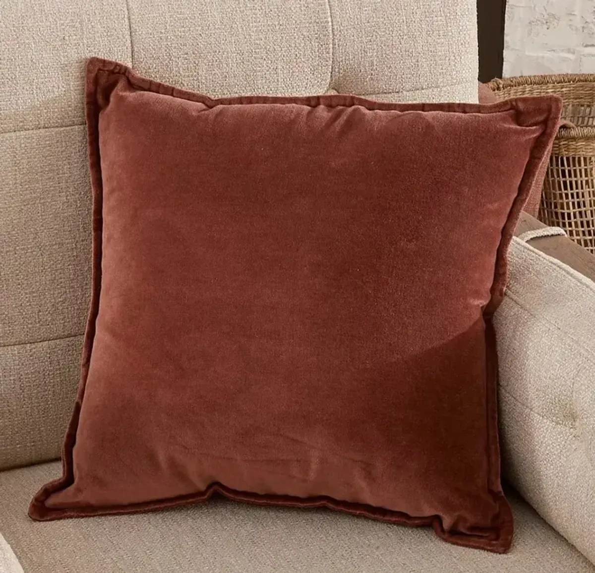 Rust Velvet Pillow 18"W x 18"H