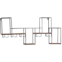 Metal and Wood Rectangle Wine and Glass Rack 36"W x 16"H