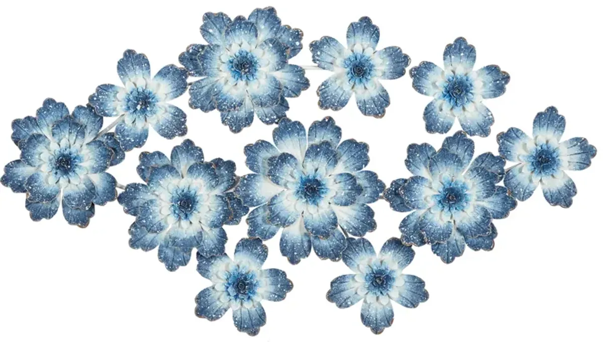 Metal Blue Flowers Wall Décor 46"W x 26"H