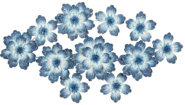 Metal Blue Flowers Wall Decor 46"W x 26"H
