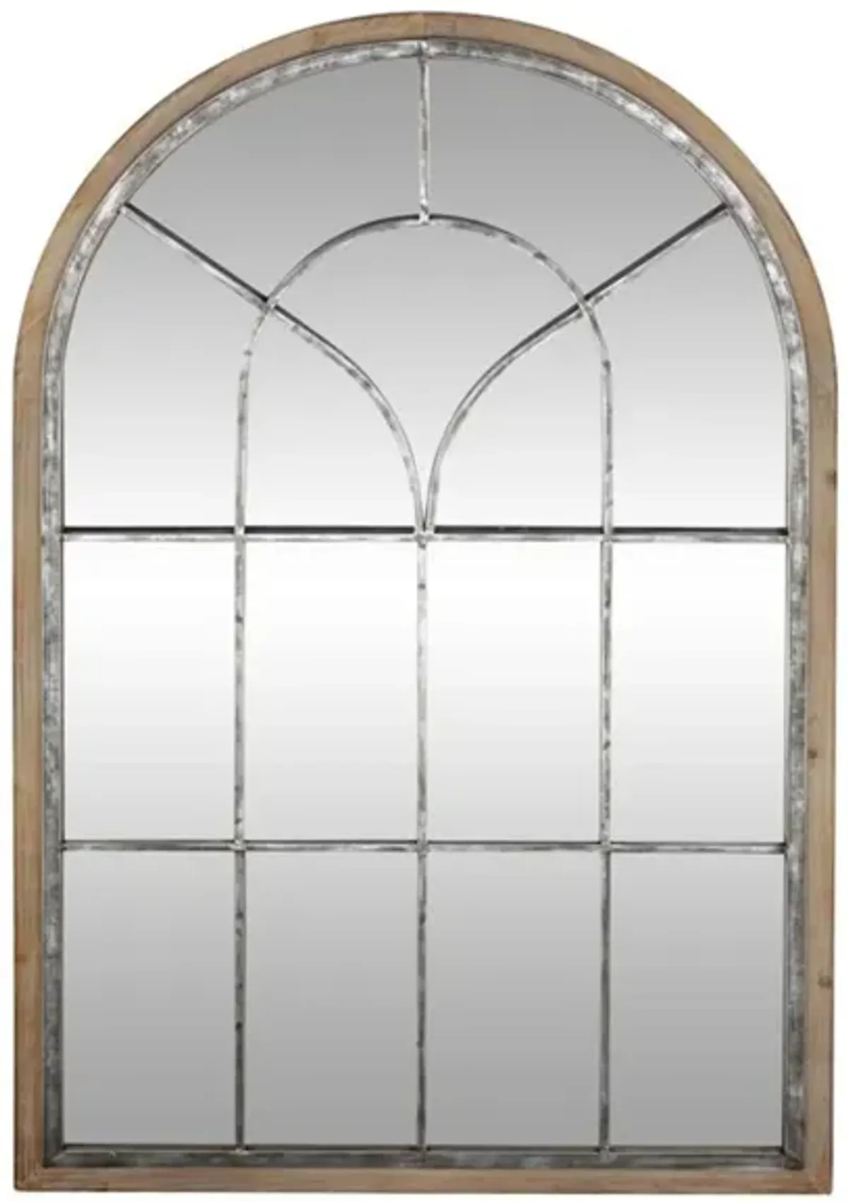 Wood and Metal Farmhouse Arch Mirror 33"W x 51"H