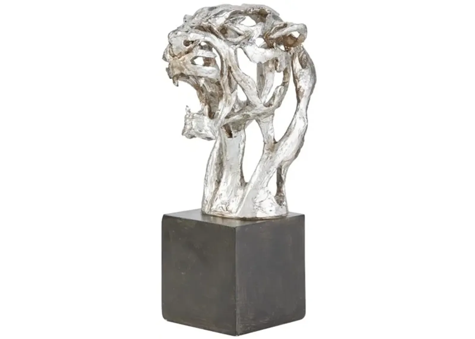 Silver Leopard Sculpture 7"W x 16"H