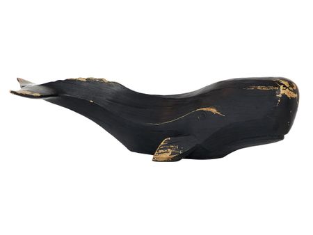 Large Black Whale Sculpture 24"W x 7"H