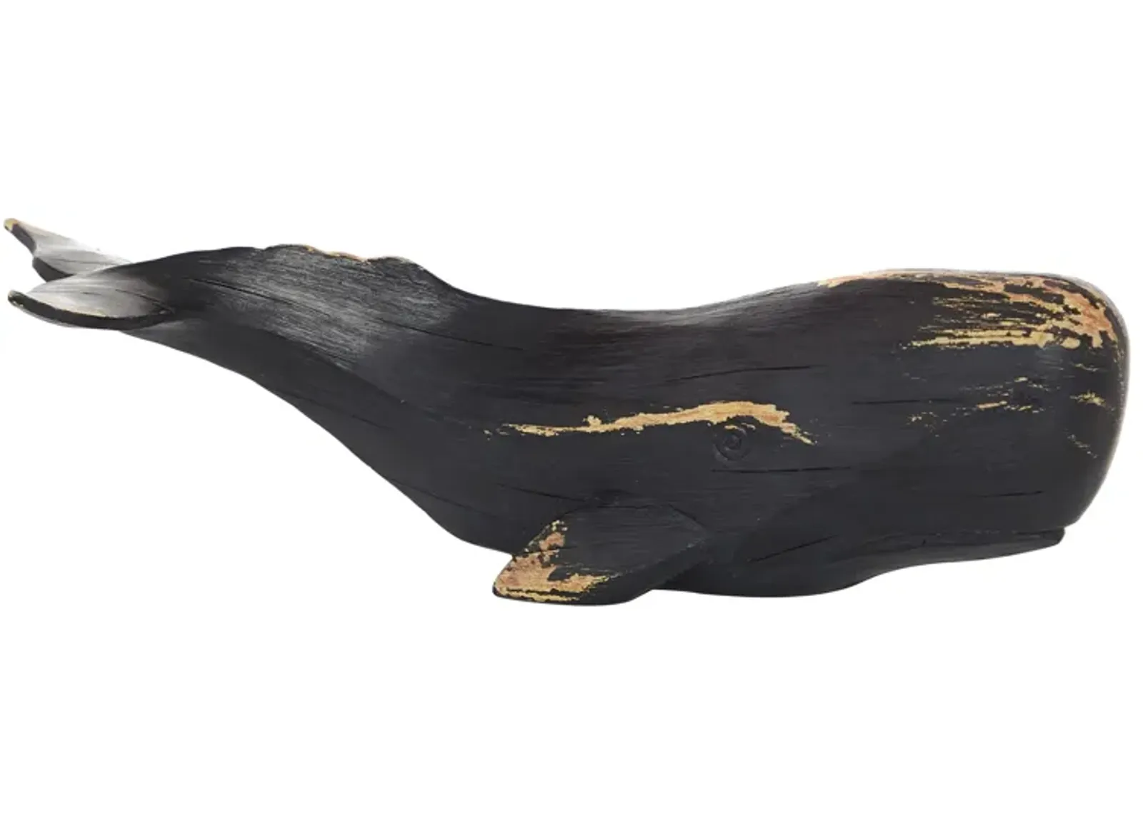 Small Black Whale Sculpture 14"W x 4"H