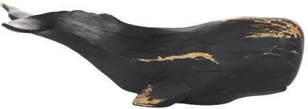 Small Black Whale Sculpture 14"W x 4"H