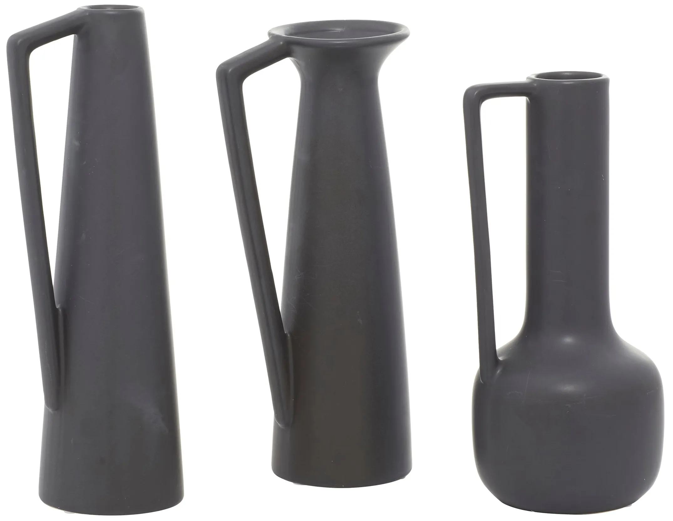 Set of 3 Charcoal Ceramic Vases 11/12/13"H