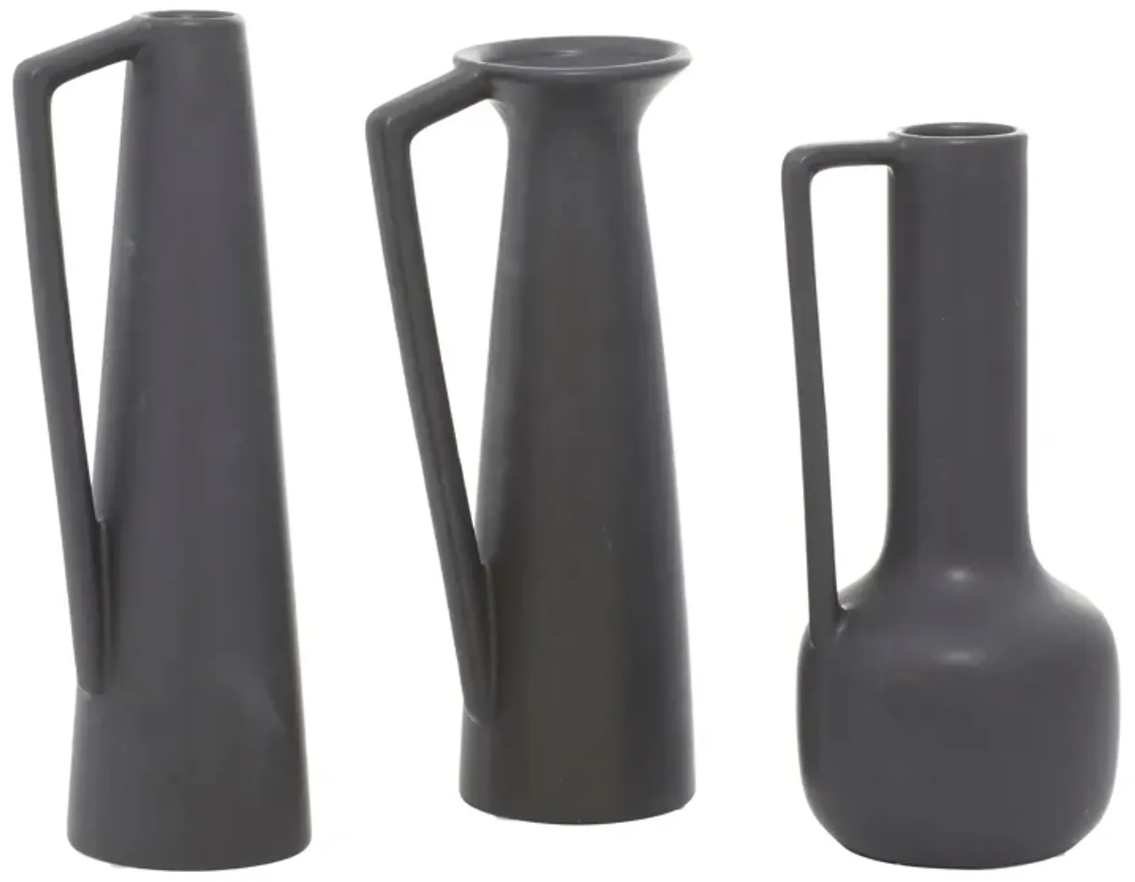 Set of 3 Charcoal Ceramic Vases 11/12/13"H