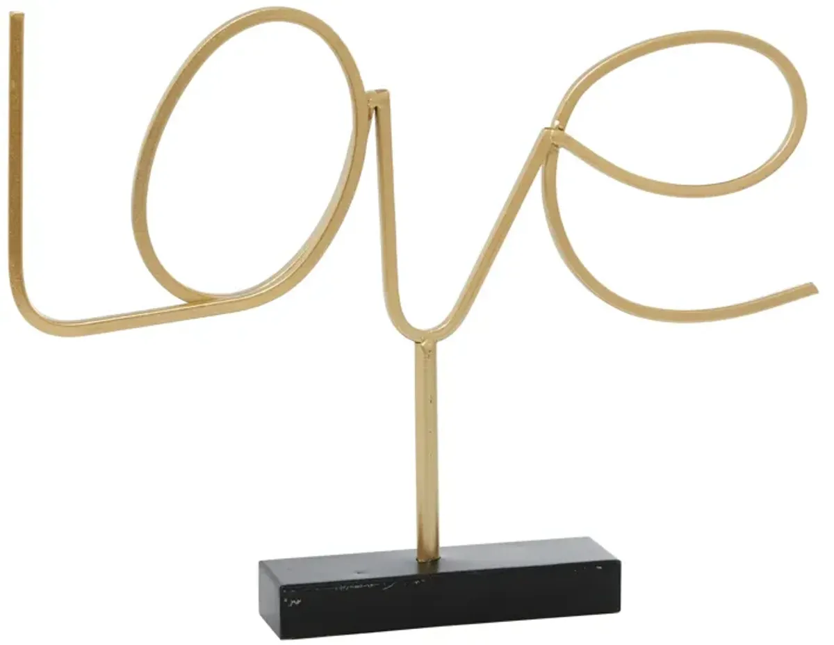 Gold Metal Love Sculpture 18"W x 13.25"H