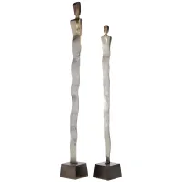 Set of 2 Aluminum Modern Sculptures 43/50"H