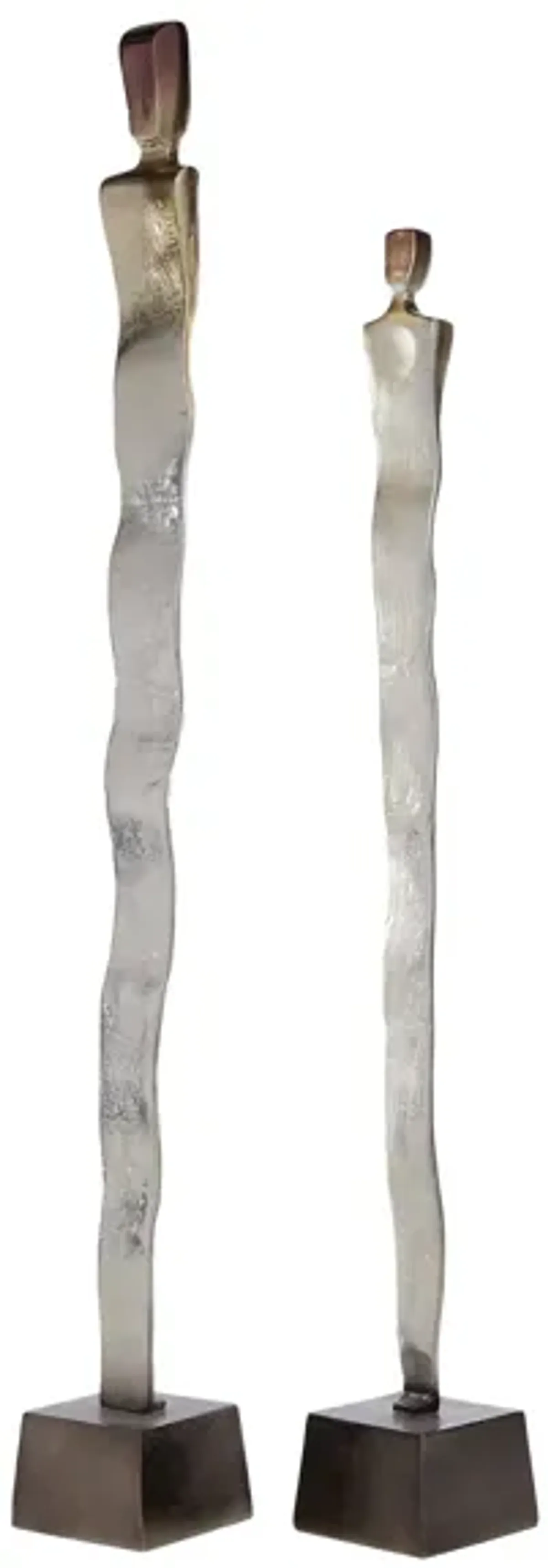 Set of 2 Aluminum Modern Sculptures 43/50"H