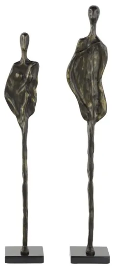 Set of 2 Abstract Bronze People Sculptures 30/34"H