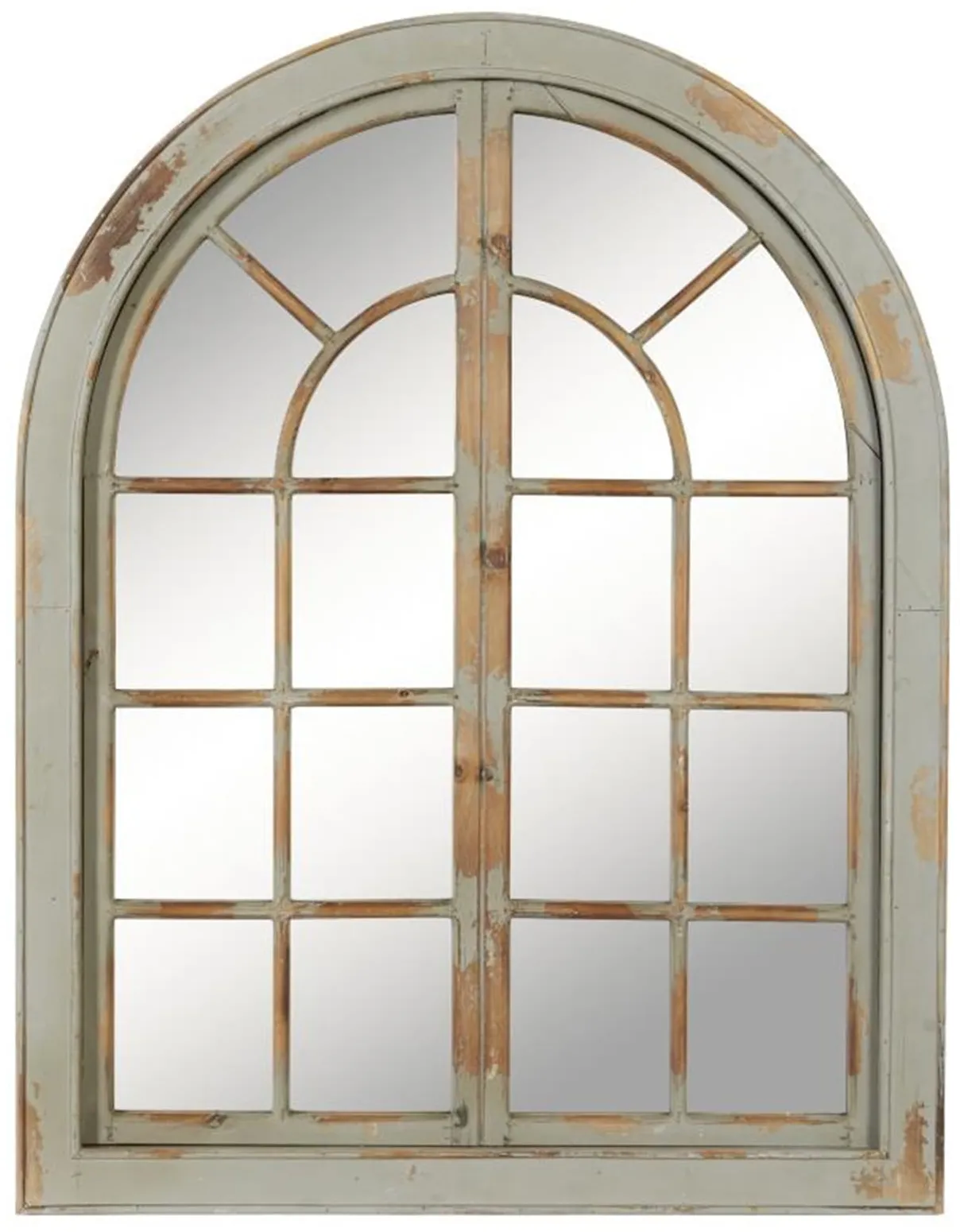 Antique Grey Wood Arch Mirror 37"W x 48"H