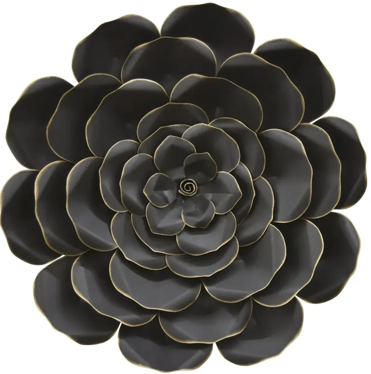 Large Black and Gold Metal Flower Art 22"