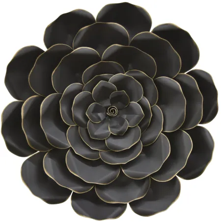 Large Black and Gold Metal Flower Art 22"