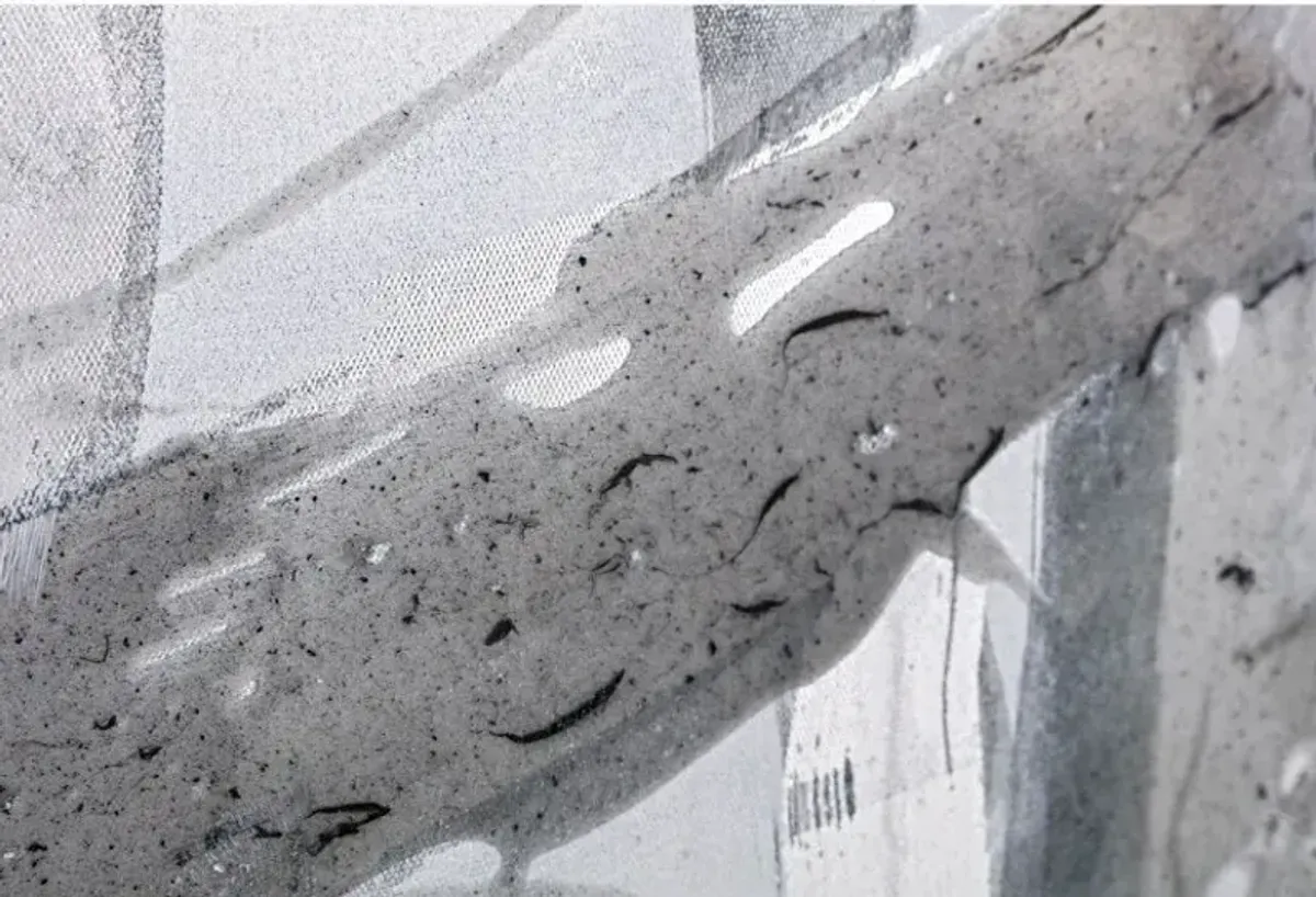 Grey and White Abstract Framed Oil Painting 62"W x 42"H