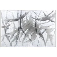 Grey and White Abstract Framed Oil Painting 62"W x 42"H