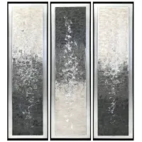 Set of 3 Black and White Gradient Framed Paintings 20"W x 70"H