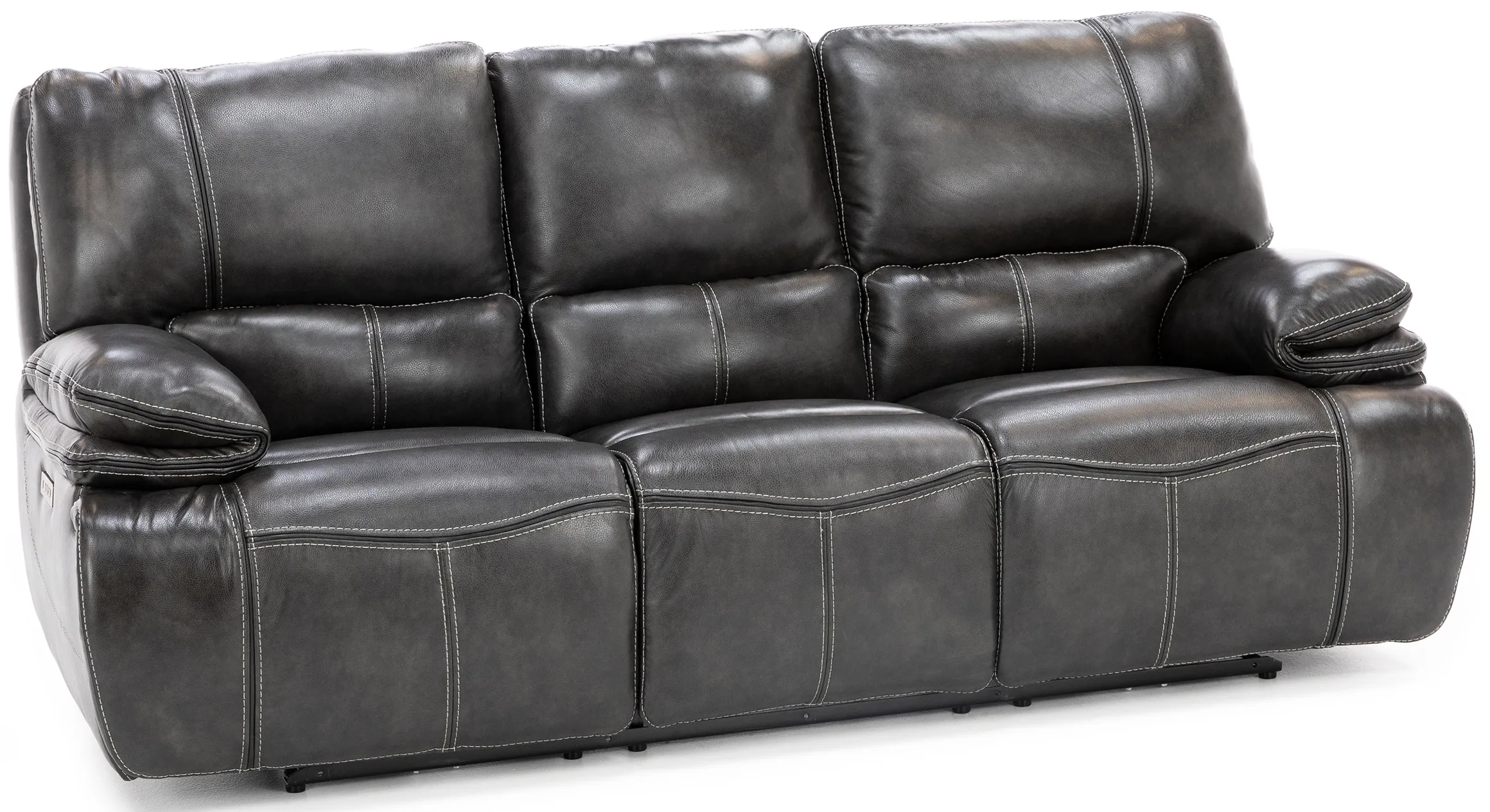 Sherman Leather Power Headrest Reclining Sofa in Charcoal
