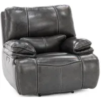Sherman Leather Power Headrest Recliner in Charcoal
