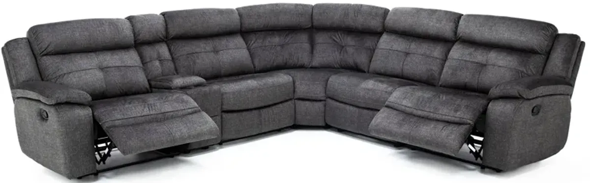 Phoenix 6-Pc. Reclining Modular In Gunmetal With 3 Reclining Seats