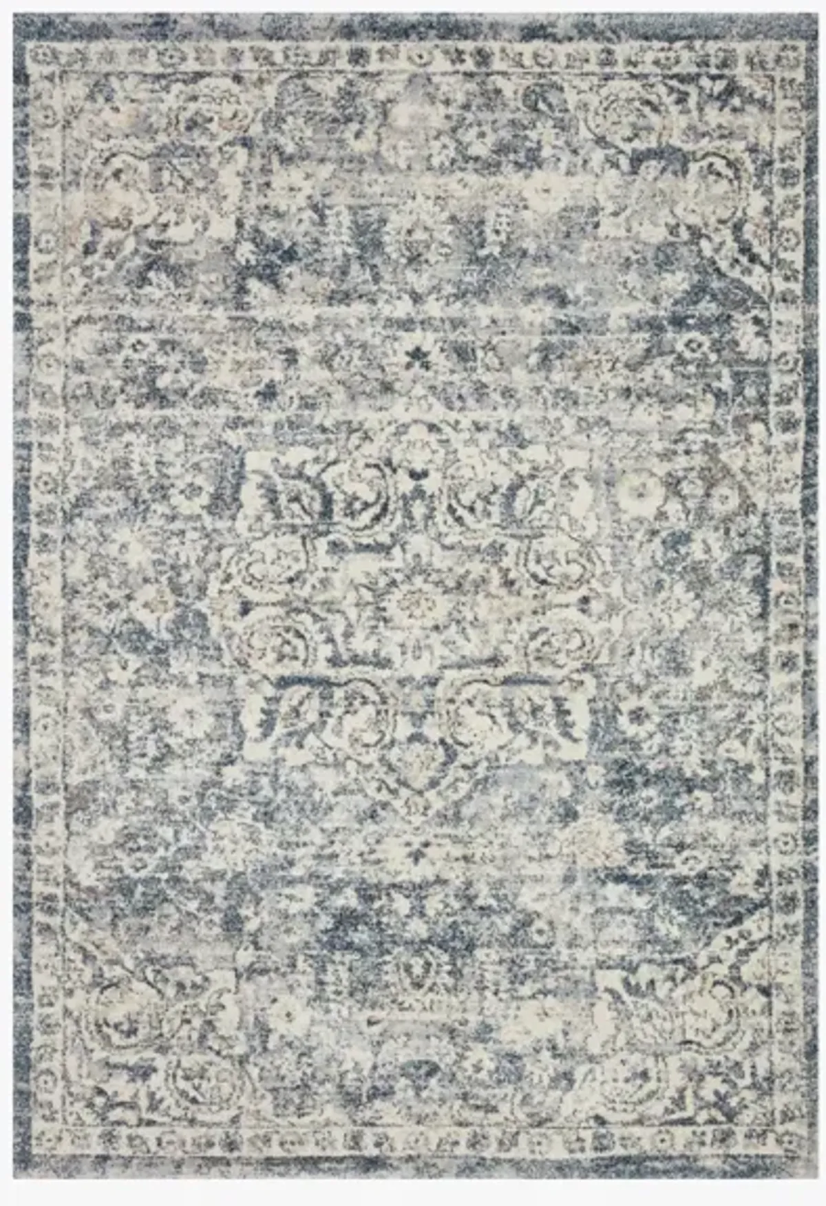 Theory Ivory/Blue Area Rug 5'W x 7'8"L