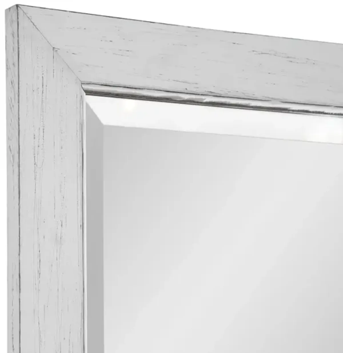 White and Silver Beveled Leaner Mirror 36"W x 78"H