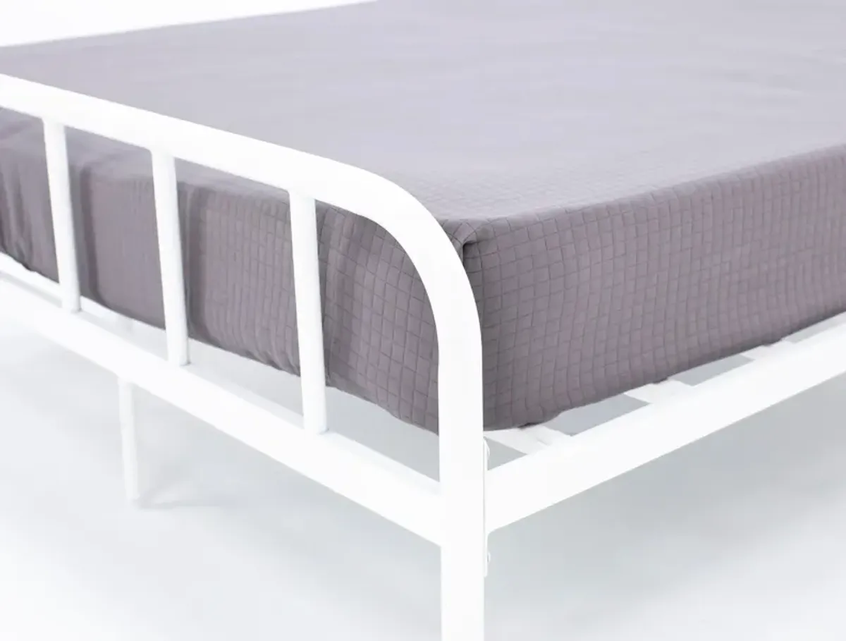 Essentials Full Metal Bed, White