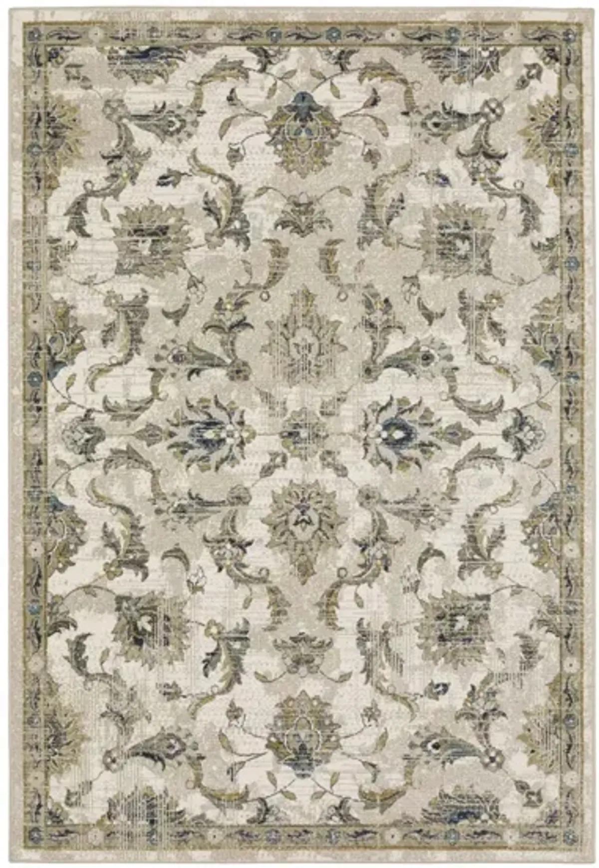 Venice Cream/Blue Area Rug 5'3"W x 7'3"L