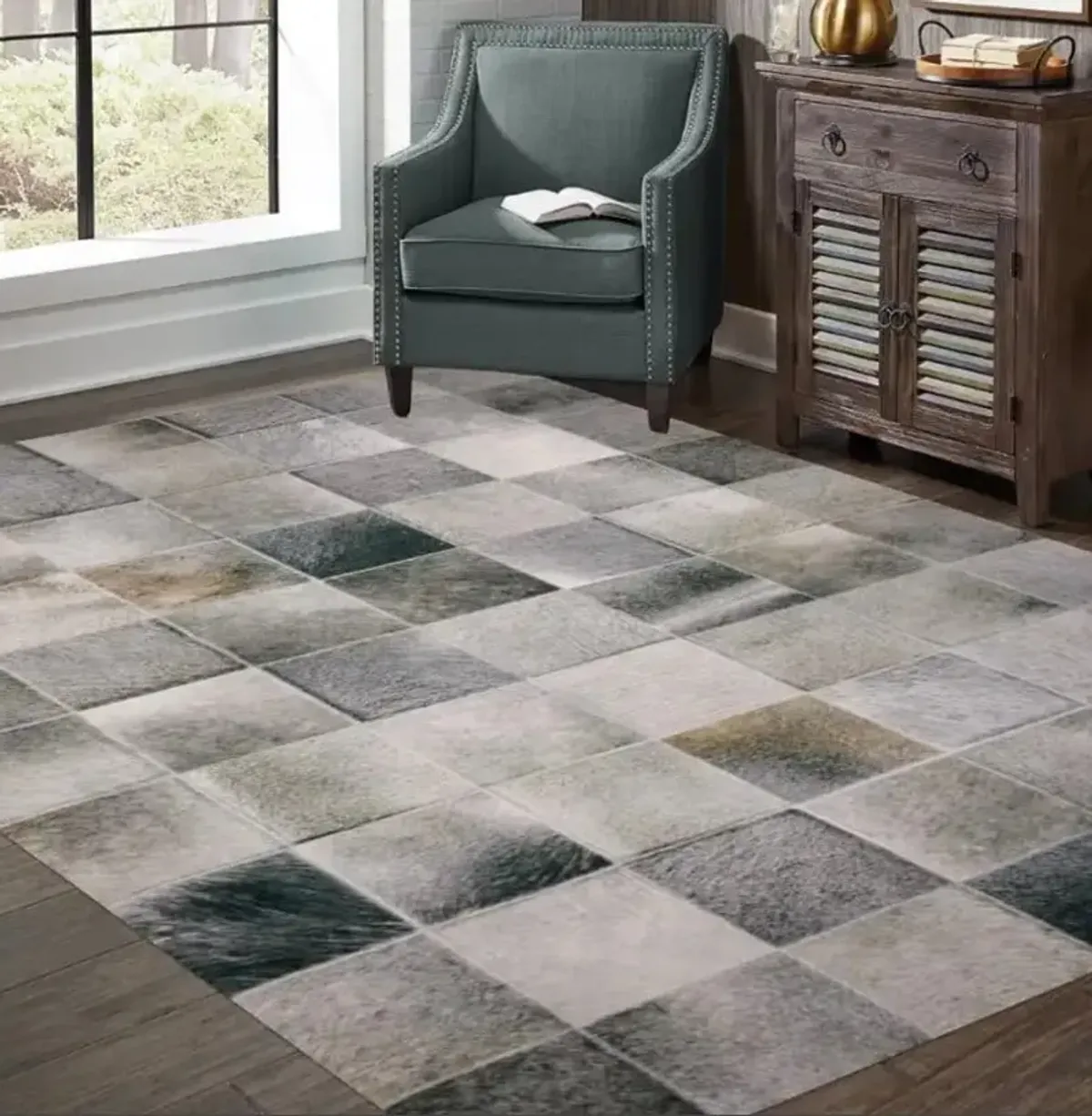 Myers Park Squares Area Rug 7'8"W x 10'L