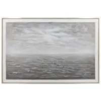 Grey Ocean Silver Framed Painting 62"W x 42"H