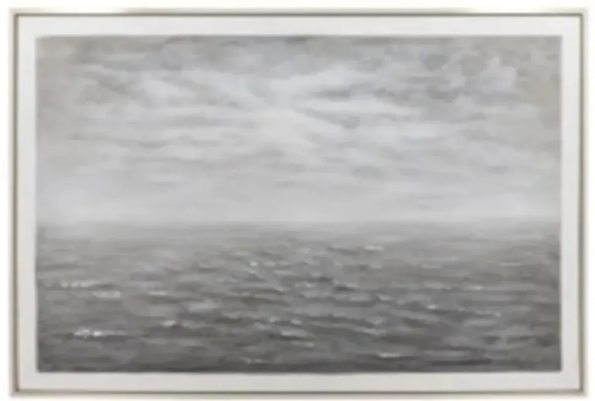 Grey Ocean Silver Framed Painting 62"W x 42"H