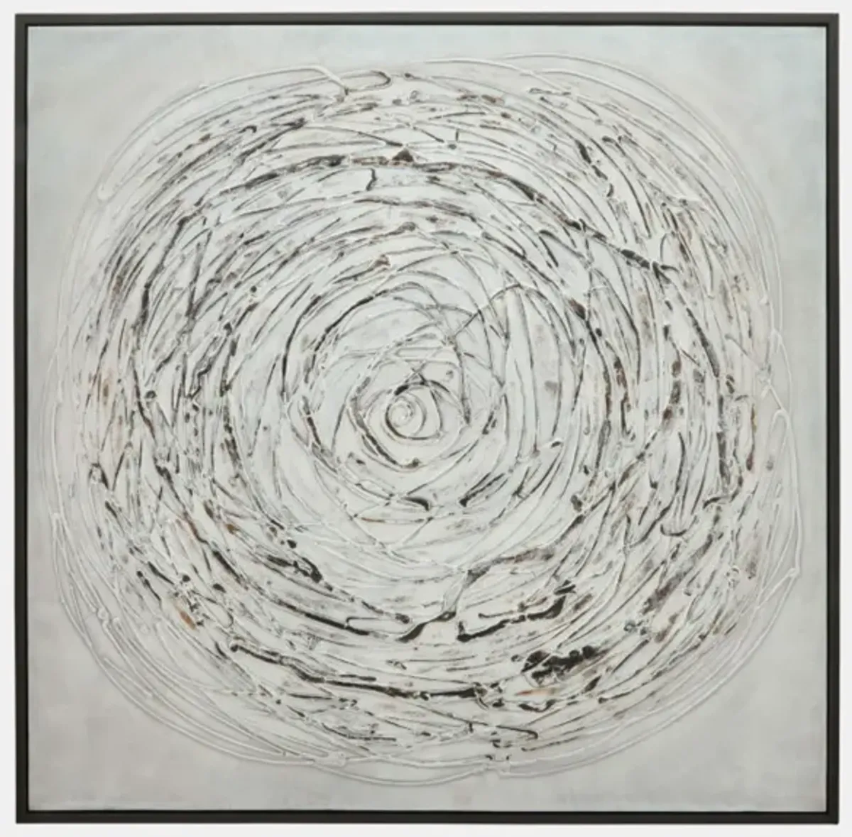 Grey Swirl Black Framed Painting 52"W x 52"H