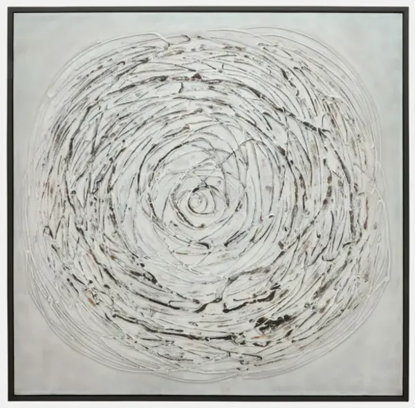Grey Swirl Black Framed Painting 52"W x 52"H