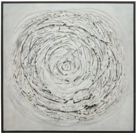 Grey Swirl Black Framed Painting 52"W x 52"H