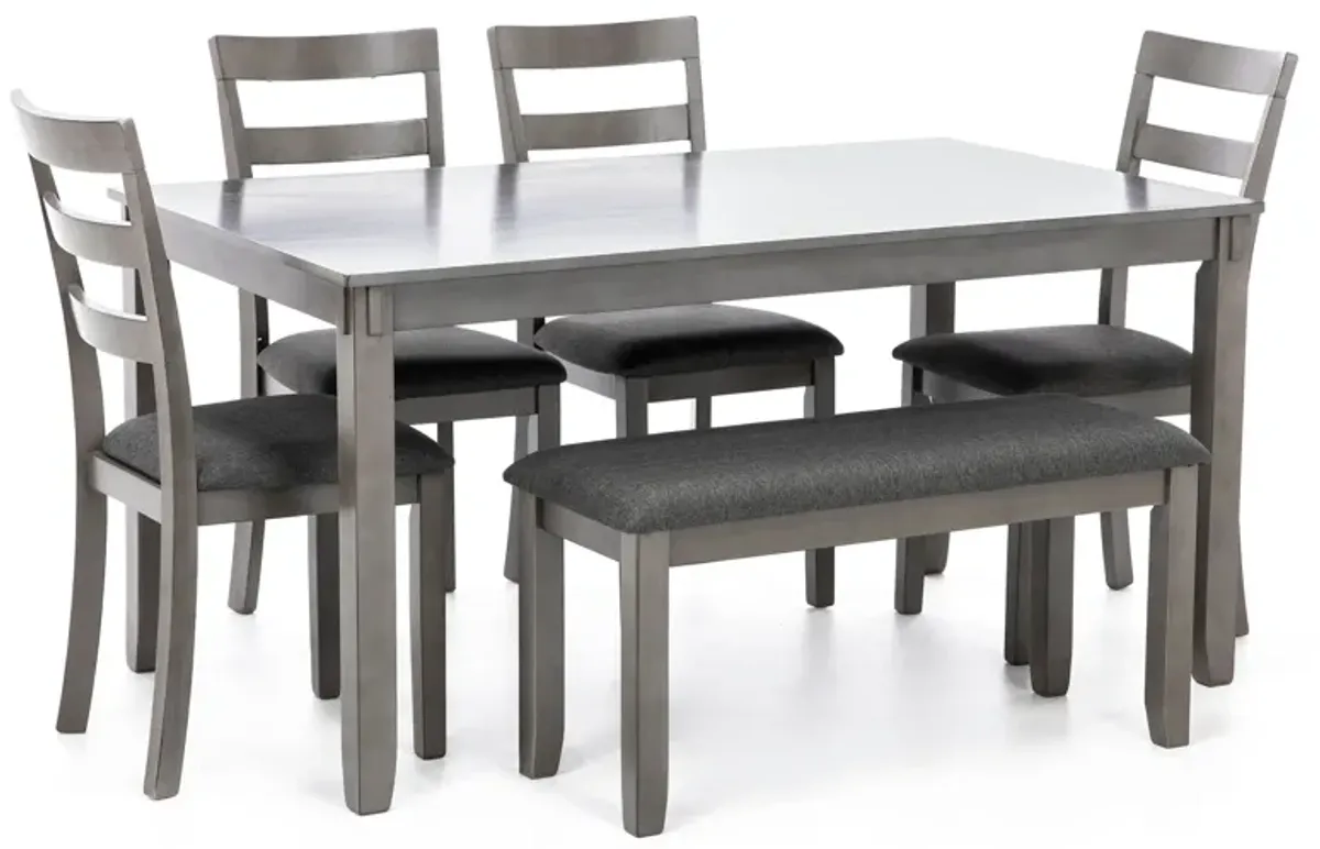 Colton 6-Pc. Dining Set Includes Bench, Gray