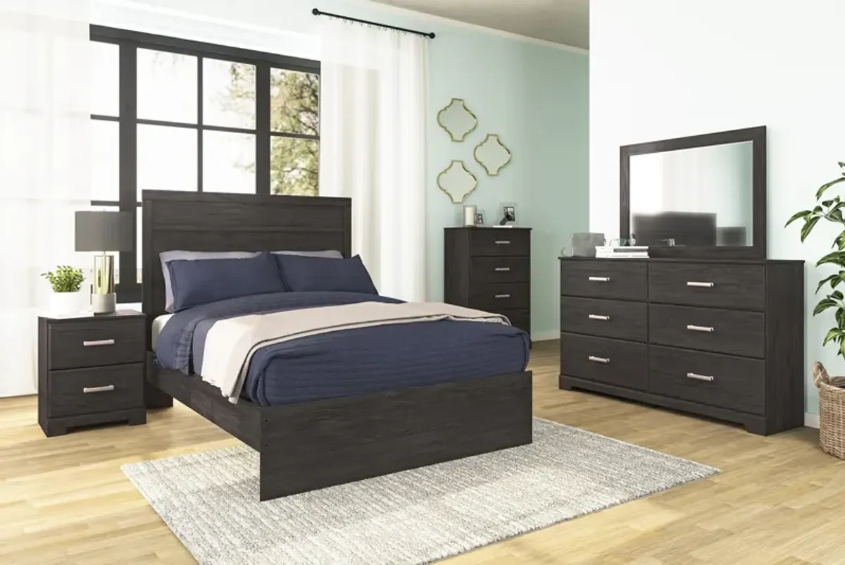 Essentials Full Panel Bed, Charcoal