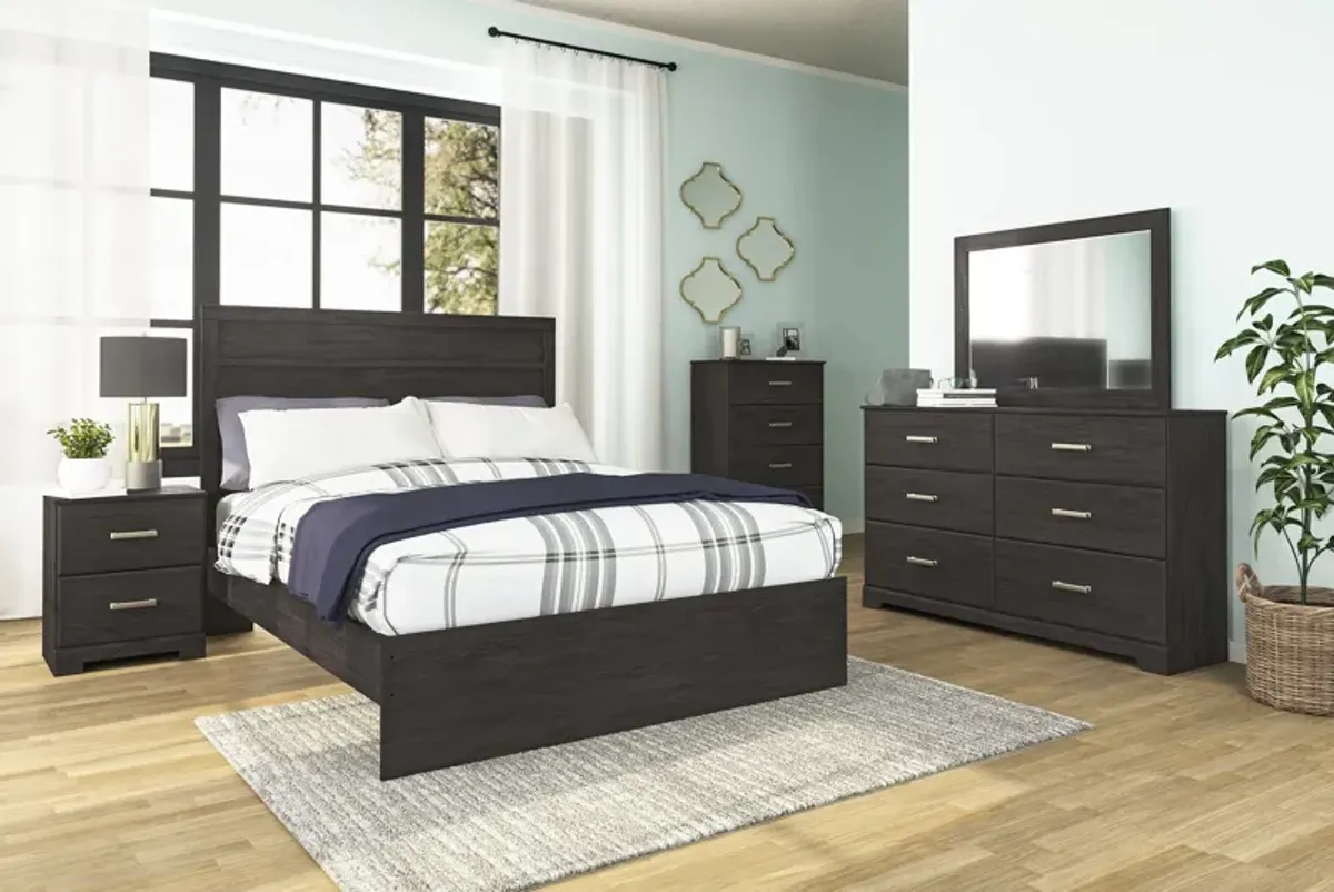 Essentials Queen Panel Bed, Charcoal