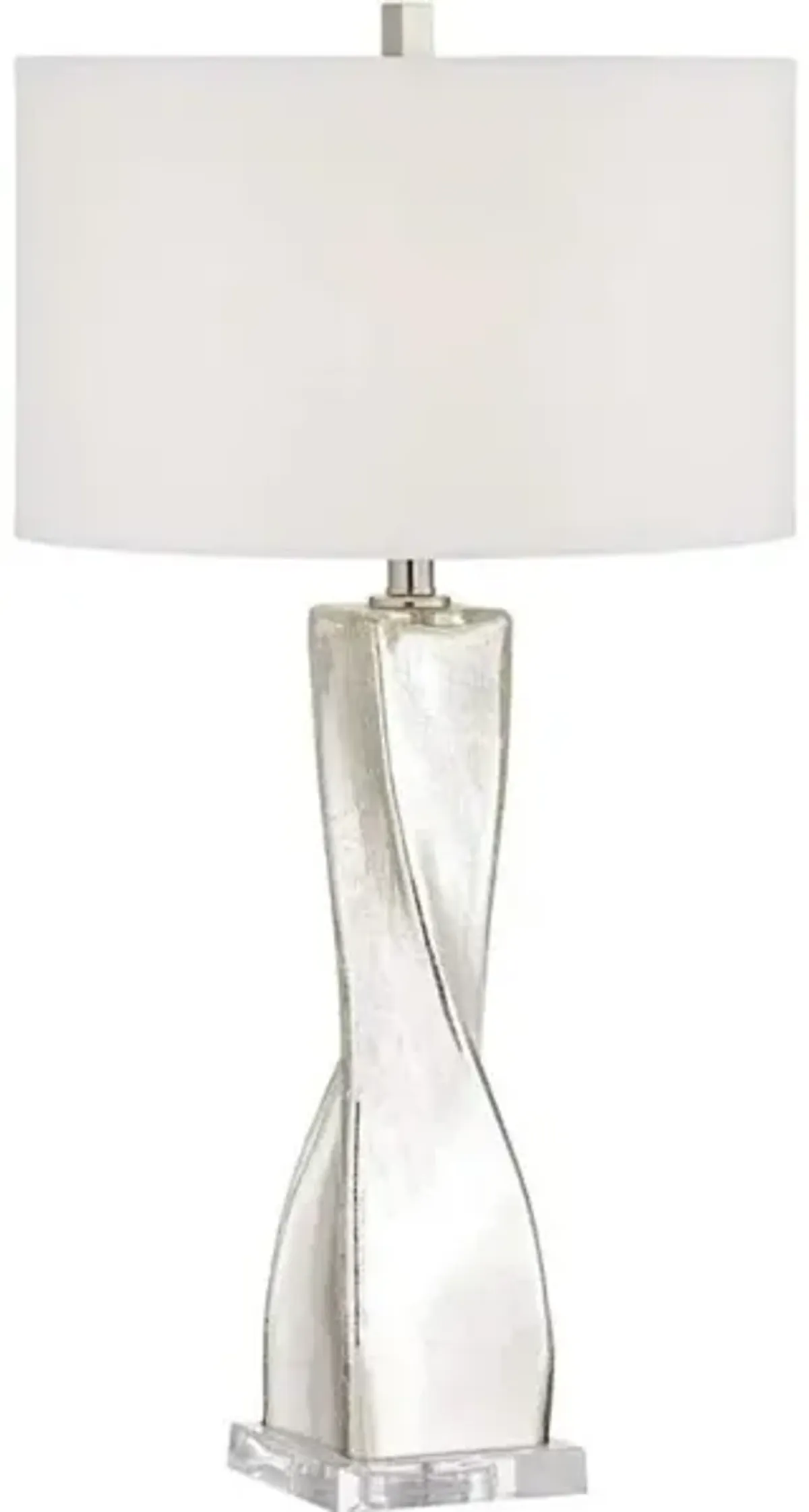 Silver Twist Mercury Glass Table Lamp 32"H